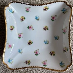 Vintage-Inspired I. Godinger & Co. China Dish – Rosebud Floral & Gold Trim/NWOT
